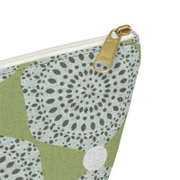 Lace Hexagon Accessory Pouch w T-bottom in Green